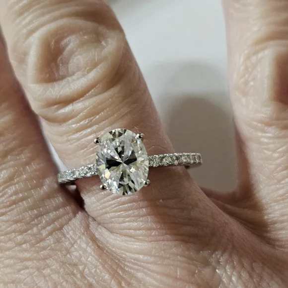 Genuine GRA Certified 2 Carat Moissanite Ring in 18k over Sterling Silver Sz 7! - Picture 4 of 10